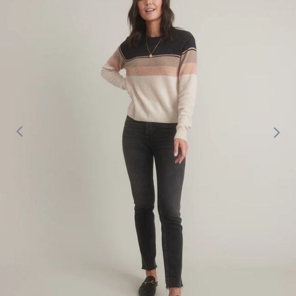 Marine layer Harper Cashmere Crewneck Sweater in Neutral Colorblock - Picture 5 of 7